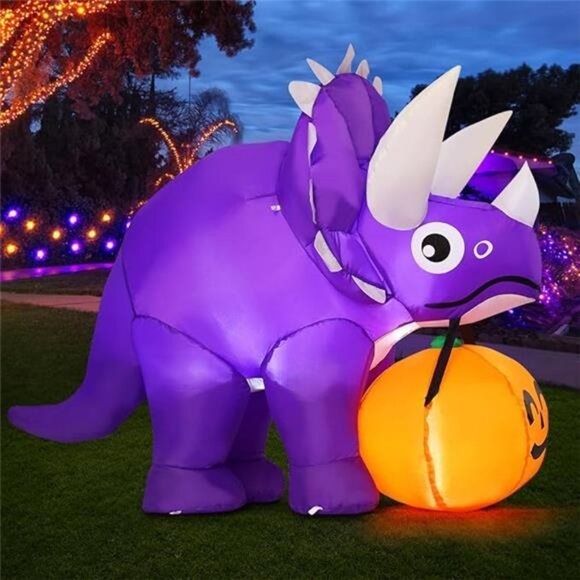 5 FT Width Halloween Inflatables Dinosaur Outdoor Decor Blow Up Yard Dinosaur - Picture 7 of 7
